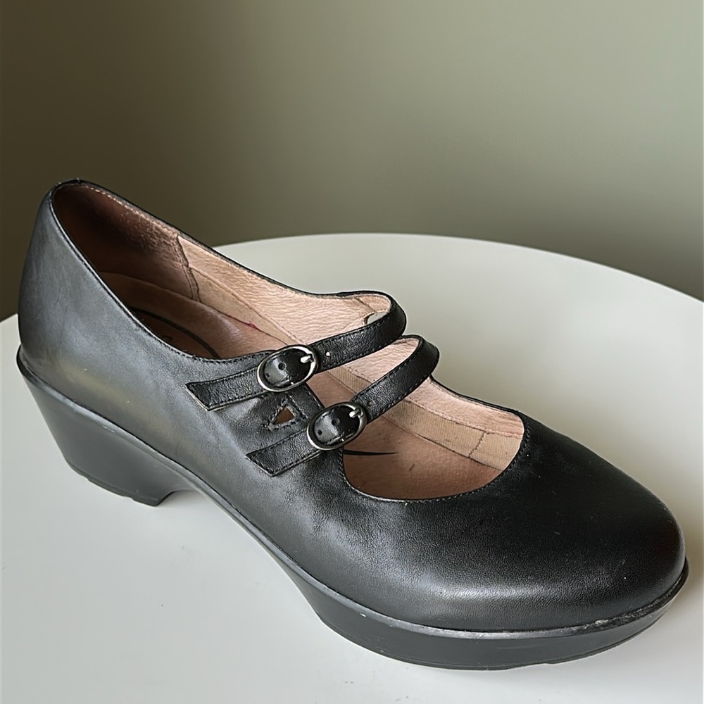 Women's Black Leather Mary Jane Shoes
